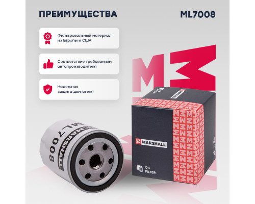 Фильтр масляный Mazda 3 I (BL), II (BL) 03- / 6 I (GG), II (GH) 02- / 5 I, II 05- (ML7008) Фильтр масляный Mazda 3 I (BL), II (BL) 03- / 6 I (GG), II (GH) 02- / 5 I, II 05- (ML7008)