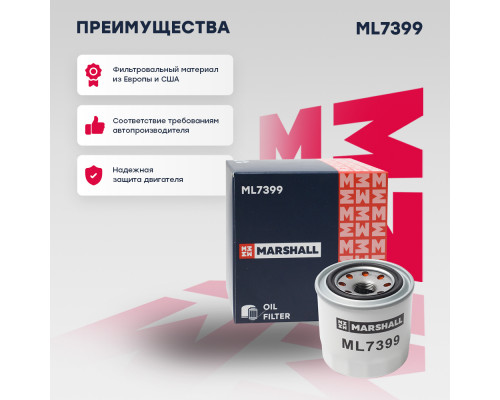 Фильтр масляный Hyundai Santa Fe III, IV 12- / Tucson III 15-; Kia Sorento II, III 10- (ML7399) Фильтр масляный Hyundai Santa Fe III, IV 12- / Tucson III 15-; Kia Sorento II, III 10- (ML7399)
