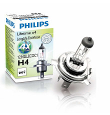 Лампа Philips LongLife EcoVision H4, 12V 60/55W P43t (1 шт.)