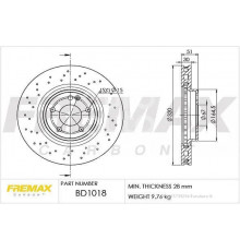 BD-1018 Fremax Диск тормозной передний вентилируемый