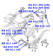 HR811318 Hanse Рычаг передний верхний правый для Mazda Mazda 6 (GG) 2002-2007