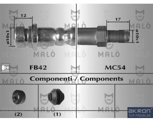 H8608 Malo/Akron Шланг тормозной передний