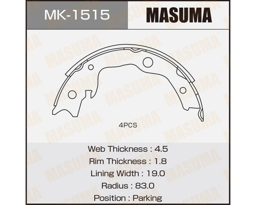 MK-1515 Masuma Колодки ручного тормоза к-кт