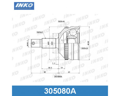 305080A INKO ШРУС наружный передний для Peugeot 806 1994-2002