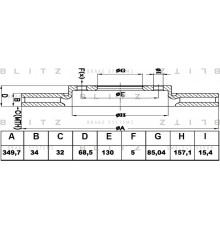 BS0389 Blitz Диск тормозной передний вентилируемый левый