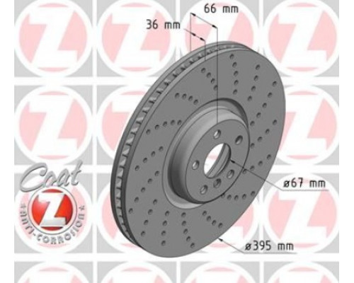 150.2958.20 Zimmermann Диск тормозной передний вентилируемый правый