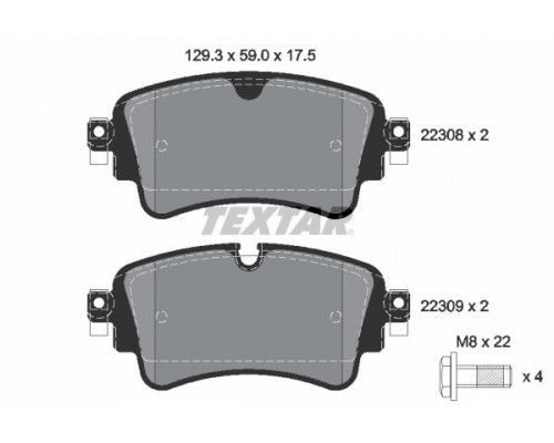 2230801 Textar Колодки тормозные задние дисковые к-кт