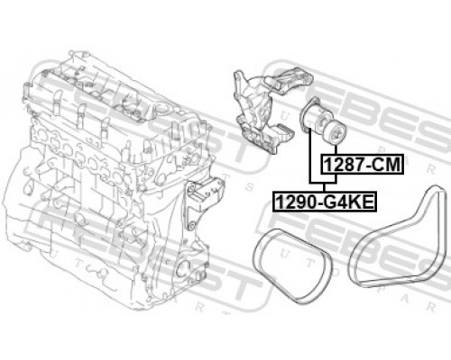 1290-G4KE FEBEST Ролик-натяжитель ручейкового ремня