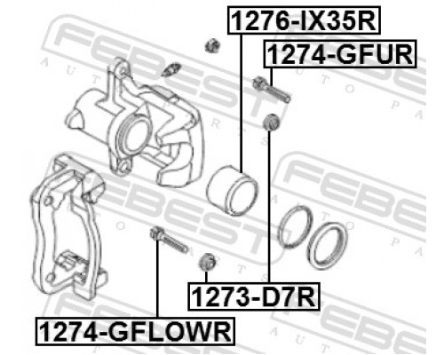 1273-D7R FEBEST Пыльники направляющих суппорта