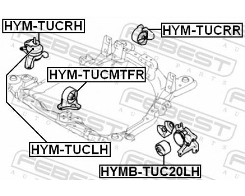 HYMB-TUC20LH FEBEST Сайлентблок опоры КПП для Hyundai Tucson (JM) 2004-2010