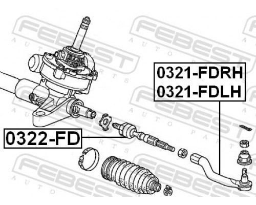 0321-FDRH FEBEST Наконечник рулевой правый для Honda Civic 4D 2006-2012