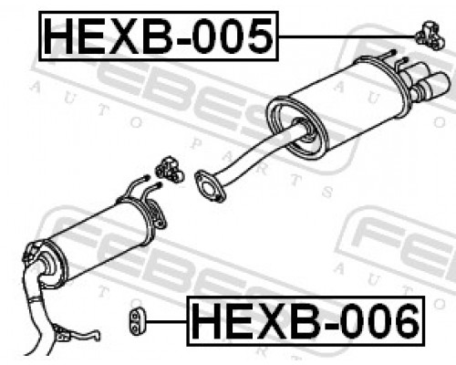 HEXB-005 FEBEST Резинка подвеса глушителя для Honda Civic 4D 2006-2012