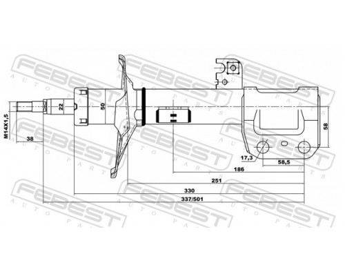 01665184FR FEBEST Амортизатор передний правый для Toyota Avensis II 2003-2008