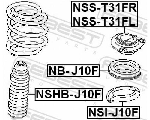 NSHB-J10F FEBEST Пыльник с отбойником к-кт на 1 передней подвески