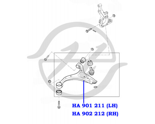 HA902212 Hanse Рычаг передний нижний правый для Hyundai Santa Fe (CM) 2006-2012