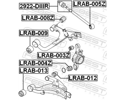 LRAB-008Z FEBEST Сайлентблок заднего верхнего рычага для Land Rover Range Rover Sport 2005-2012