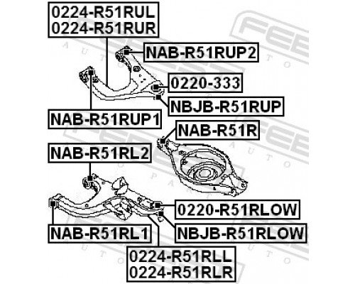 NAB-R51RL1 FEBEST Сайлентблок заднего рычага передний