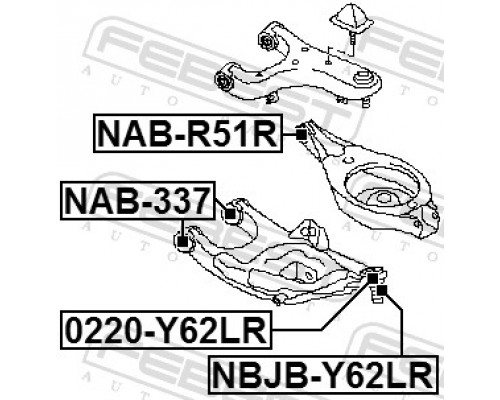 0220-Y62LR FEBEST Опора шаровая нижняя задней подвески для Nissan Patrol (Y62) 2010>