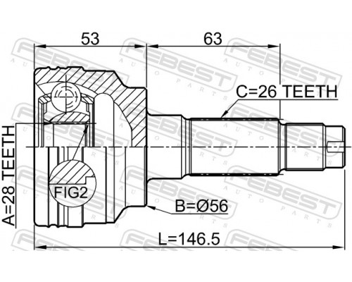 0510-323BJ FEBEST ШРУС наружный задний для Mazda 323 (BJ) 1998-2003