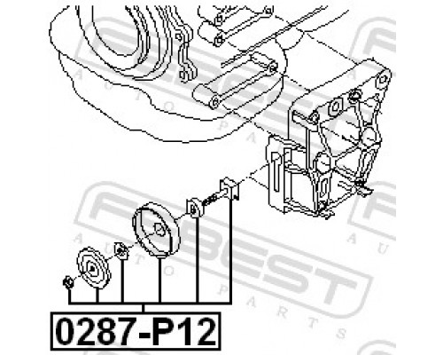 0287-P12 FEBEST Ролик-натяжитель клинового ремня