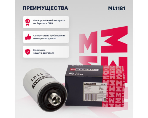 Фильтр масляный Audi Q3 (8U) 11-; Geely Atlas 16-; Skoda Octavia II (A5) 04- / Yeti 09-; VW Tiguan I 07- (ML1181) Фильтр масляный Audi Q3 (8U) 11-; Geely Atlas 16-; Skoda Octavia II (A5) 04- / Yeti 09-; VW Tiguan I 07- (ML1181)