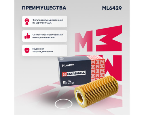 Фильтр масляный Volvo S40 II 04- / S60 I, II 01- / S80 I, II 01- / XC70 I, II 02- / XC90 I 02- (ML6429) Фильтр масляный Volvo S40 II 04- / S60 I, II 01- / S80 I, II 01- / XC70 I, II 02- / XC90 I 02- (ML6429)