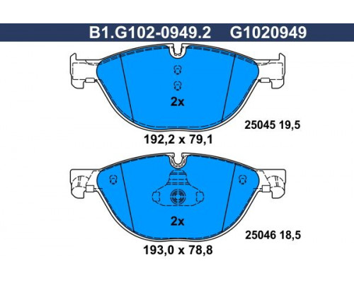 B1.G102-0949.2 Galfer Колодки тормозные передние к-кт
