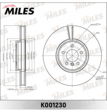 K001230 Miles Диск тормозной передний вентилируемый