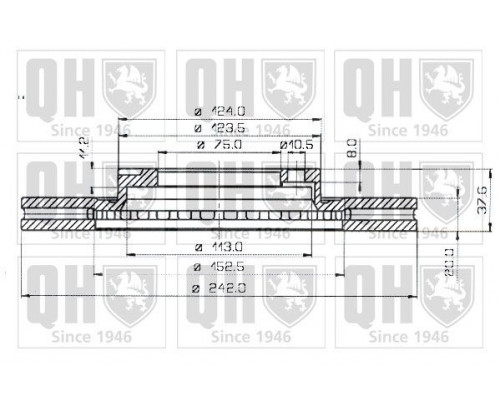 BDC3733 QH Диск тормозной передний вентилируемый для Mazda 626 (GD) 1987-1992