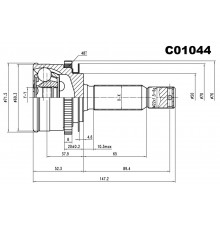 C01044 Sangsin ШРУС наружный передний для Hyundai Getz 2002-2010