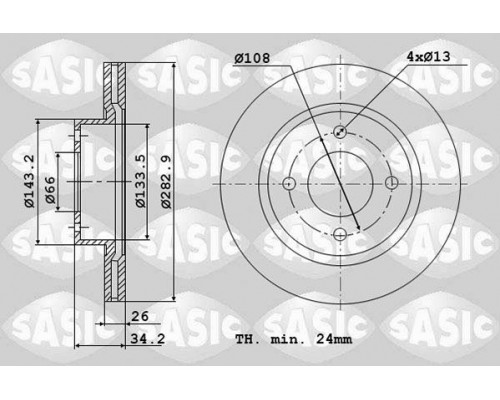 2464W24J Sasic Диск тормозной передний вентилируемый