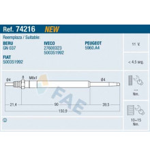 74216 FAE Свеча накаливания