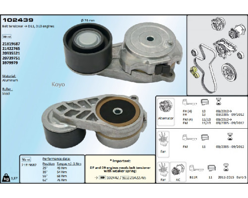 102439 HD-PARTS Ролик-натяжитель ручейкового ремня