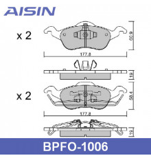 BPFO-1006 Aisin Колодки тормозные передние к-кт для Ford Focus I 1998-2005