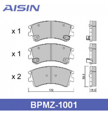 BPMZ-1001 Aisin Колодки тормозные передние к-кт для Mazda Mazda 6 (GG) 2002-2007