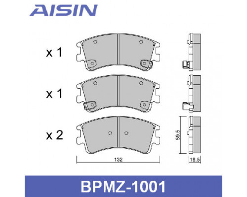 BPMZ-1001 Aisin Колодки тормозные передние к-кт для Mazda Mazda 6 (GG) 2002-2007