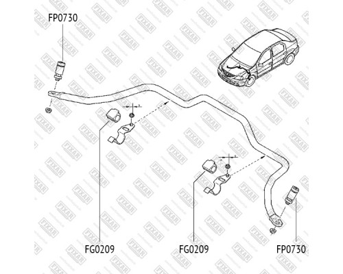 FG0209 Fixar Втулка (сайлентблок) переднего стабилизатора
