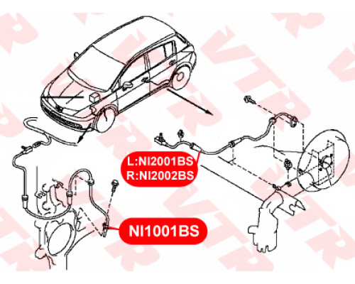 NI2001BS VTR Датчик ABS задний левый для Nissan Tiida (C11) 2007-2014