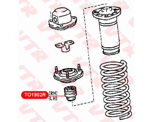 TO1902R VTR Отбойник заднего амортизатора для Toyota Mark 2 (X10#) 1996-2000