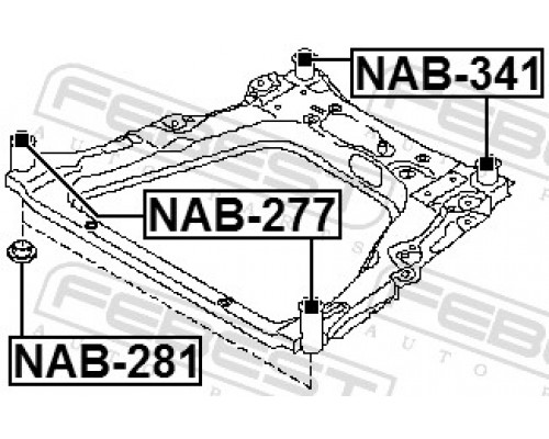 NAB-341 FEBEST Сайлентблок балки задний для Nissan Juke (F15) 2011-2019