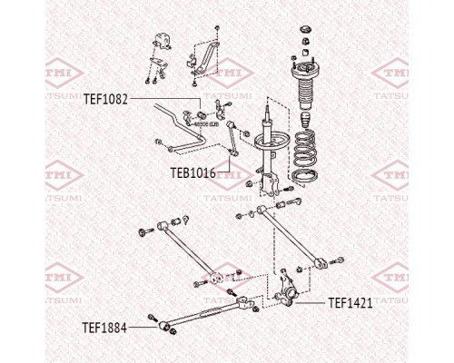 TEF1884 Tatsumi Сайлентблок продольной тяги передний (п.з.к.)