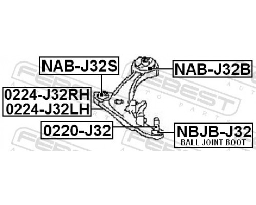 NAB-J32S FEBEST Сайлентблок переднего рычага передний