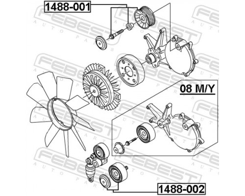 1488-002 FEBEST Ролик дополнительный руч. ремня