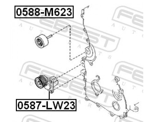 0588-M623 FEBEST Ролик дополнительный руч. ремня