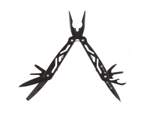 Мультитул Stinger, сталь/алюминий (черный), 12 инструментов, нейлоновый чехол, коробка картон