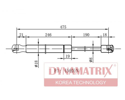 DGS0028DR DYNAMAX-Korea Амортизатор двери багажника для Opel Vectra A 1988-1995