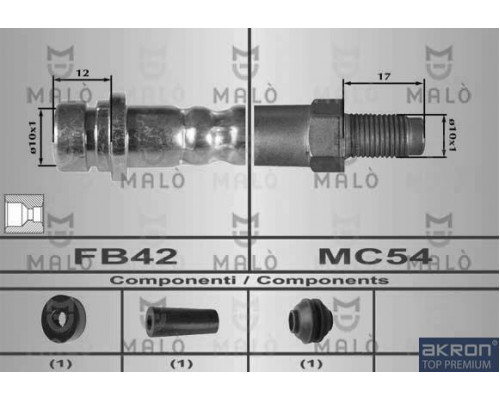 H80267 Malo/Akron Шланг тормозной задний для Ford Focus I 1998-2005