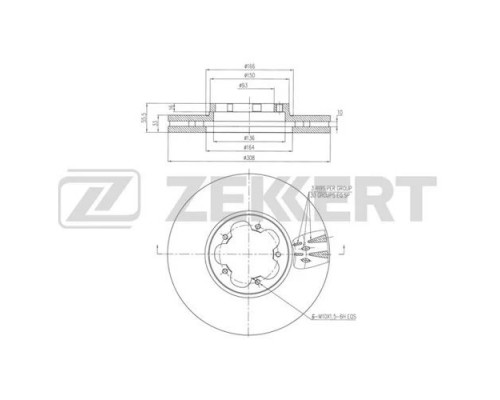 BS-6340 Zekkert Диск тормозной передний вентилируемый для Ford Transit 2014>