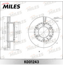 K001243 Miles Диск тормозной передний вентилируемый