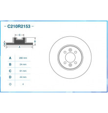 C210R2153 Cworks Диск тормозной передний вентилируемый